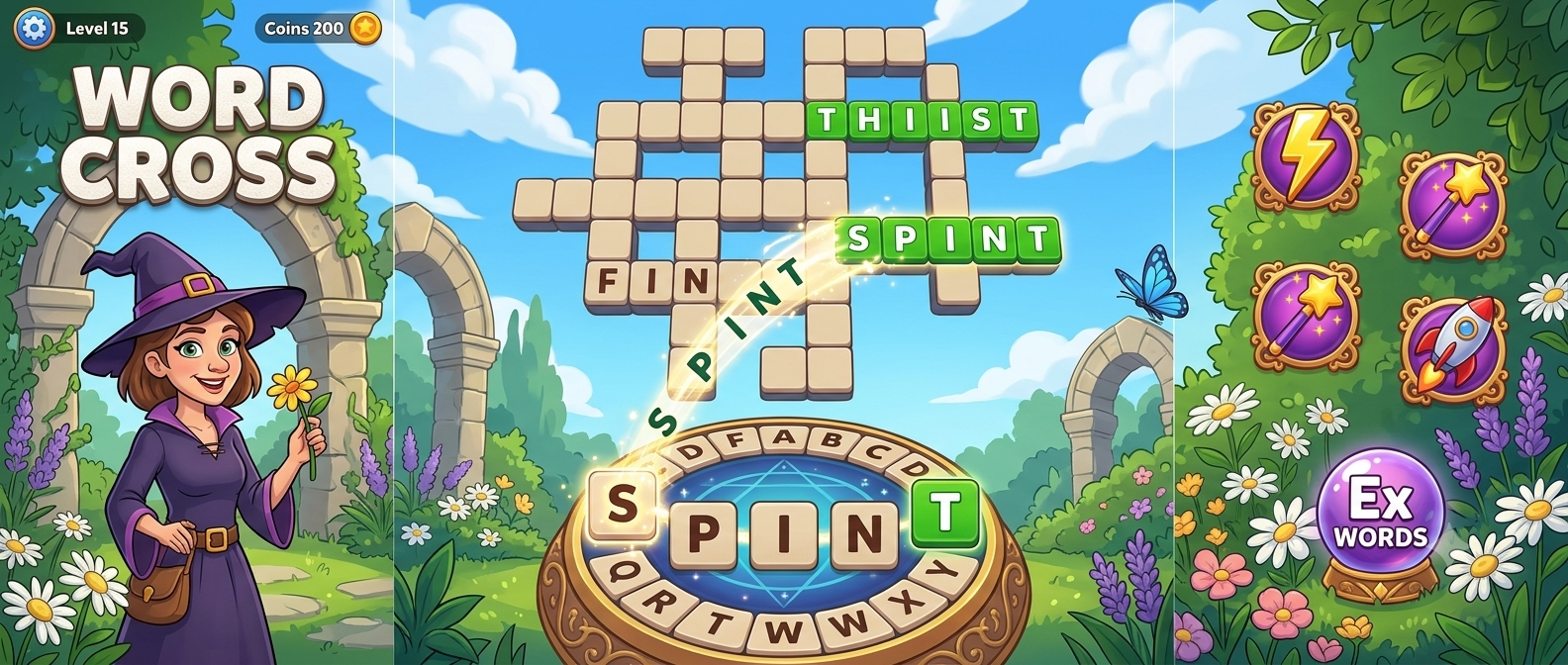 WordWeave rewards and gameplay collage